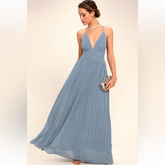 Dusty blue formal dress - Picture 2 of 4